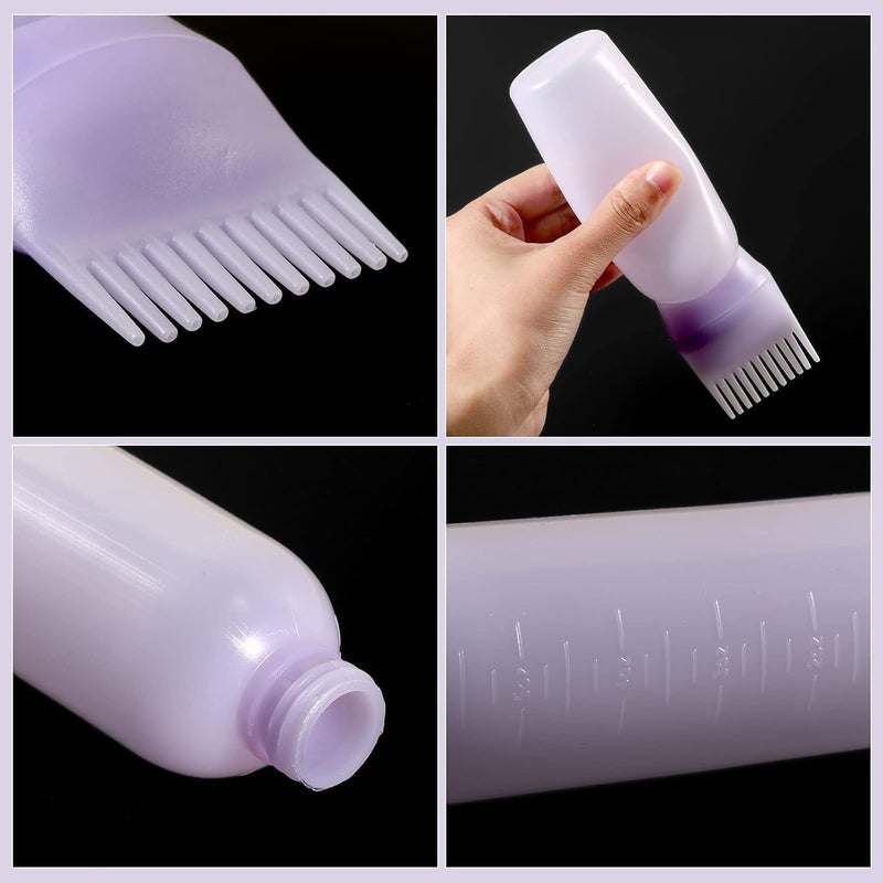 CRIYALE Plastic Hair Oil/Hair Dye Applicator Brush Bottles Styling Tool Hair Coloring, 120ml Graduated Scale Dye Applicator Reusable Brush Shampoo and Medicine (Multicolor - Pack of 1) - Image 3