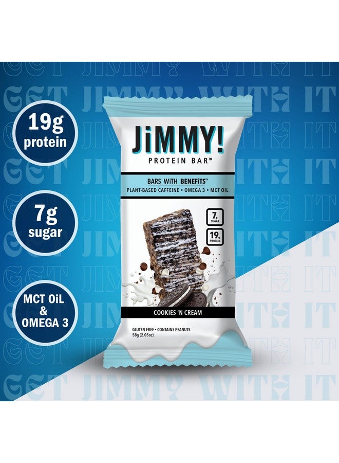 JIMMYBAR JiMMY'S! Functional Protein Bar - Cookies and Cream -12 Count - 18g Protein with Caffeine, Omega 3 and MCT Oils - Low Sugar, Gluten Free, Energy-Boosting - Image 4