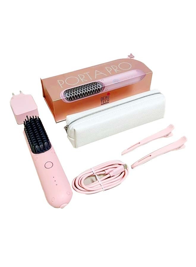 فرشاة فرد الشعر القابلة لإعادة الشحن متعددة الوظائف مع مشط أسنان 3D متكامل إعدادات درجة حرارة الحرارة السريعة وتصميم قفل آمن للبطارية قوي مضاد للحرق مثالي لصالون المنزل الاحترافي ... - Image 1