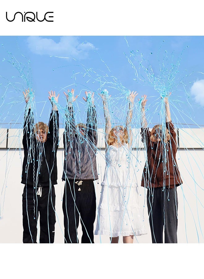 يونيك شرائط بدون فوضى - عبوة من 10 قطع من مبادلات الكونفيتي الزرقاء بدون فوضى، مبادلات الحفلات، مبادلات الشرائط اليدوية، فواصل ورقية سحرية للحفلات، مستلزمات الحفلات، هدايا الحفلات (زرقاء) - Image 4