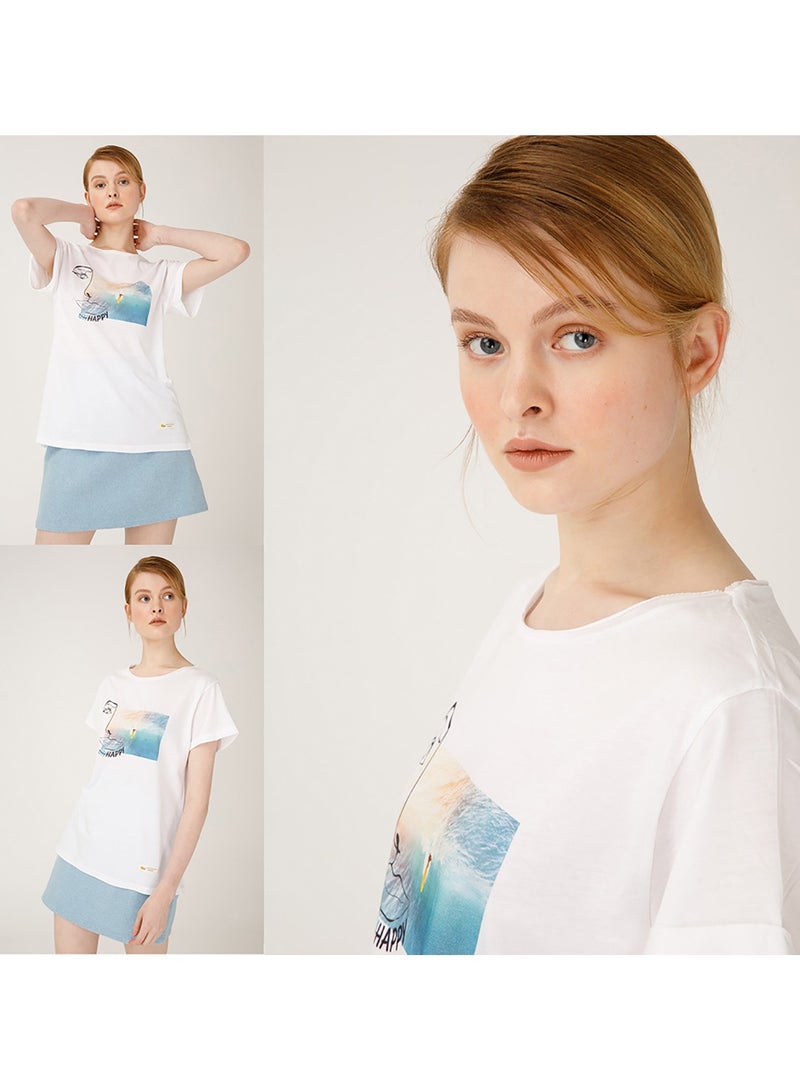 Biggdesign تي شيرت نسائي سعيد من فيسز، تصميم مخصص، مادة قطنية، تي شيرت أبيض، مقاس S - Image 4