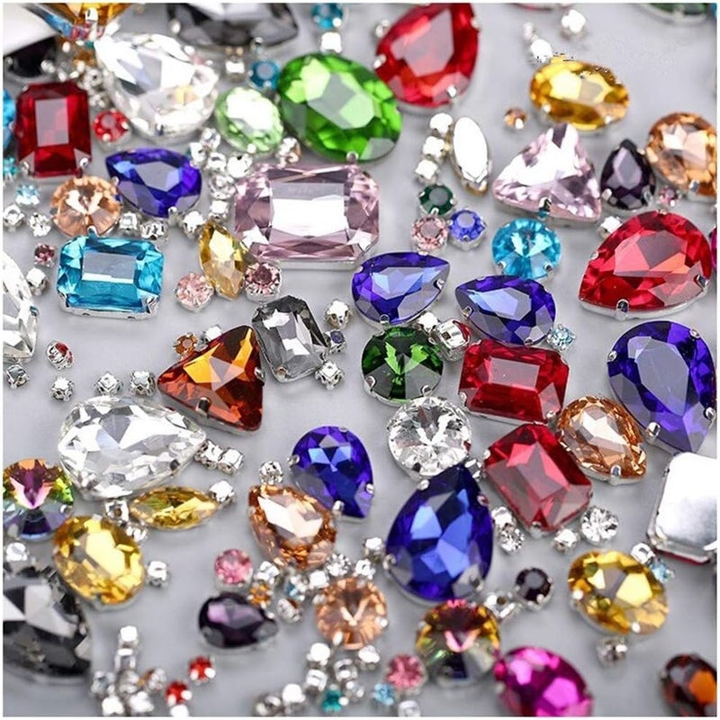 Diy Crafts 15454 Rhinestones in Silver Claw Settings Water Drop Tear Drop Sew on Rhinestone Dress Diy Trimming Pack of 25 25x1 Sizes Multicolor - Image 2