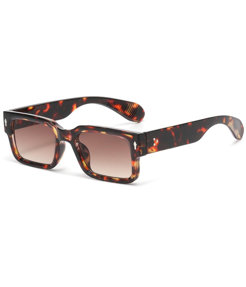 EYLRIM Square Frame Sunglasses for Women Men Trendy Chunky Rectangle Sun Glasses Black Shades UV400 Protection(A15 Tortoise/Gradient tea) - Image 1