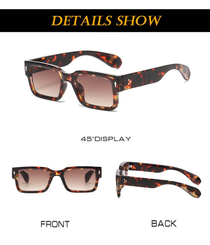 EYLRIM Square Frame Sunglasses for Women Men Trendy Chunky Rectangle Sun Glasses Black Shades UV400 Protection(A15 Tortoise/Gradient tea) - Image 5