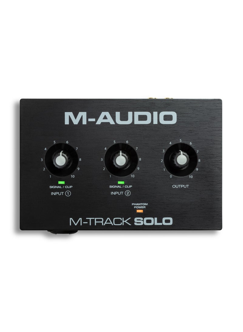 إم أوديو إم-تراك سولو – واجهة صوت USB ثنائية القناة بدقة 48 كيلوهرتز مع بري أمب Crystal، تغذية فانتوم ومدخل آلة موسيقية - Image 2