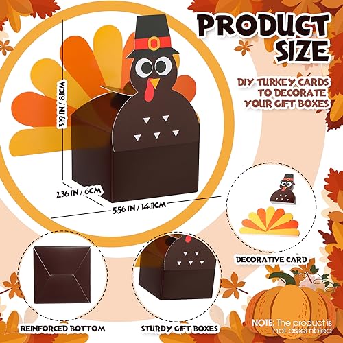 Cholemy 50 Pcs DIY Thanksgiving Treat Boxes Turkey Goodies Candy Box Cupcake Box Party Favor for Table Centerpiece 236x236x197 - Image 3