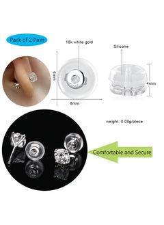 VOLUKA 2 Pairs 14K Real White Gold Earring Backs Hypoallergenic Soft Clear Silicone Earrings Backings Replacements Secure Safety For Studs Drops Comfortable  - Image 3