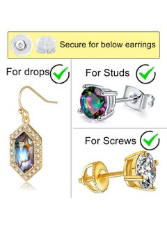 VOLUKA 2 Pairs 14K Real White Gold Earring Backs Hypoallergenic Soft Clear Silicone Earrings Backings Replacements Secure Safety For Studs Drops Comfortable  - Image 2