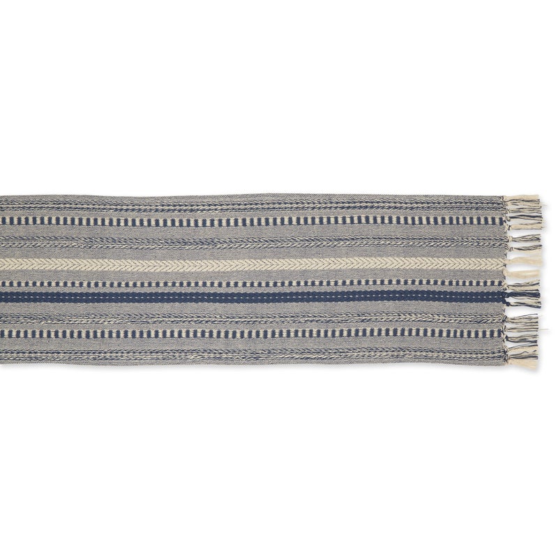 Design Imports عداء طاولة مخطط مضفر باللون الأزرق الفرنسي 15x108 - Image 2
