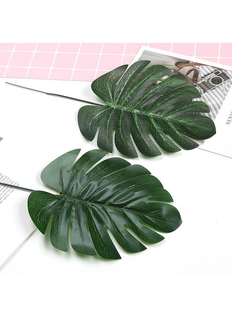 Y&D 20 Pieces Of Home Art Green Plant Decorative Leaves Tortoise Leaf Simulation Plant  - Image 3