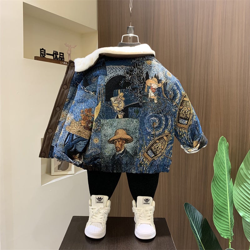 Boys' Winter Fleece-Lined Thick Coat 2023 New Baby Clothes Boy Coat Children'S Winter Leather Jacket - Image 4