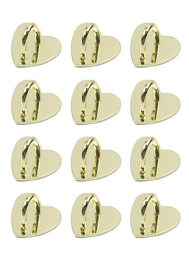 Pastlla 12Pcs Phone Charm Hook Adhesive Metal Phone Finger Grip Hook Cell Phone Ring Holder Stand for DIY Accessories (Heart Shaped, Golden) - Image 1