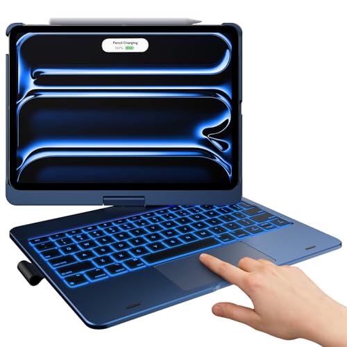 typecase Touch Keyboard Case for iPad Pro 11-inch (M5/M4, 2025/2024), Wireless Keyboard with 11-Color Backlight, 360°Rotatable Protective Case with Pencil Holder, Multi-Touch Trackpad, Midnight Blue - Image 1