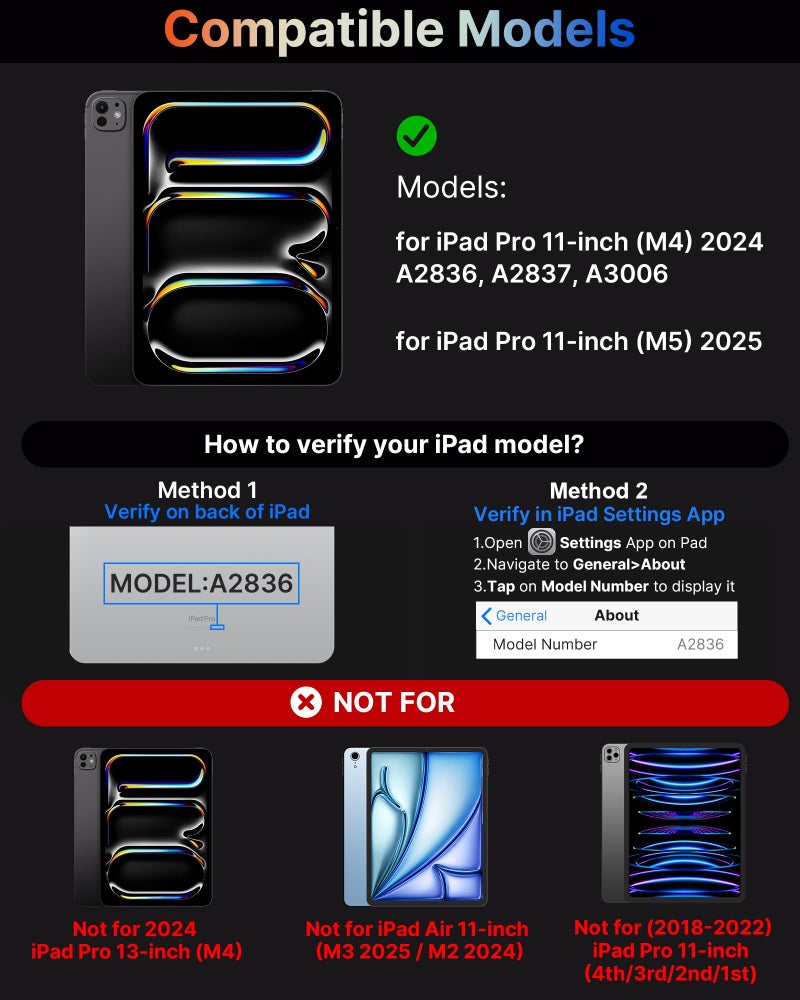 typecase Touch Keyboard Case for iPad Pro 11-inch (M5/M4, 2025/2024), Wireless Keyboard with 11-Color Backlight, 360°Rotatable Protective Case with Pencil Holder, Multi-Touch Trackpad, Midnight Blue - Image 2