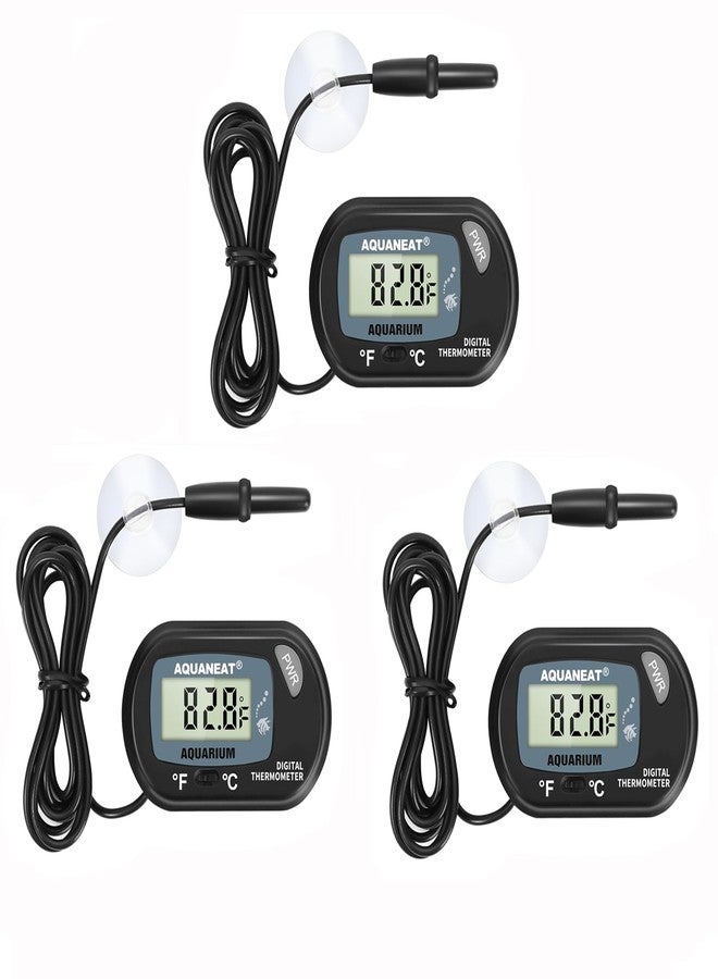AQUANEAT Aquarium Thermometer, Fish Tank Thermometer, Digital Temperature Test, with Large LCD Display (3 Packs) - Image 1