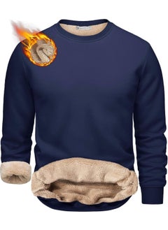 Men's Ultra Thermal Sherpa Plush Lined Crew Neck Sweatshirt