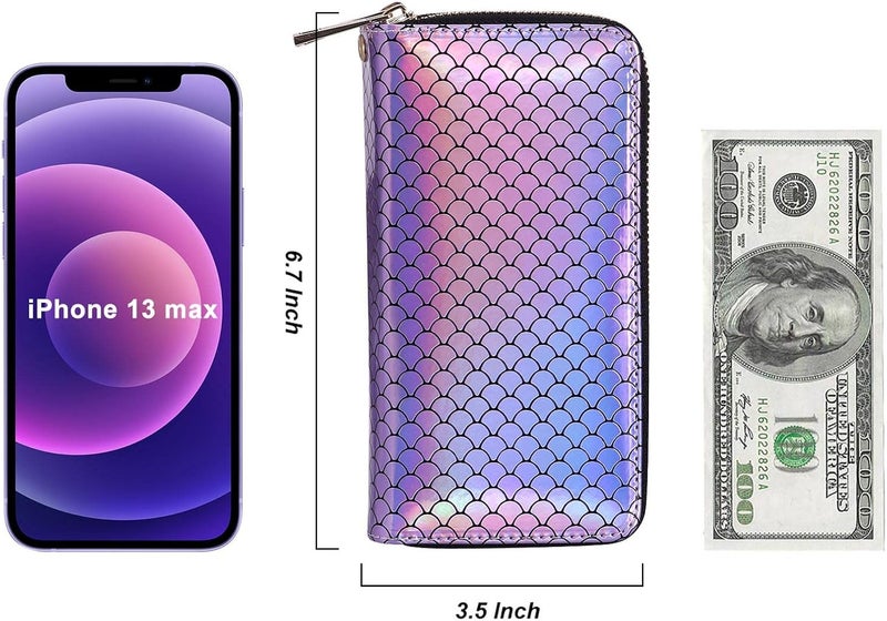 HAWEE Cellphone Wallet for Women Dual Zipper Long Purse with Removable Wristlet - Image 4