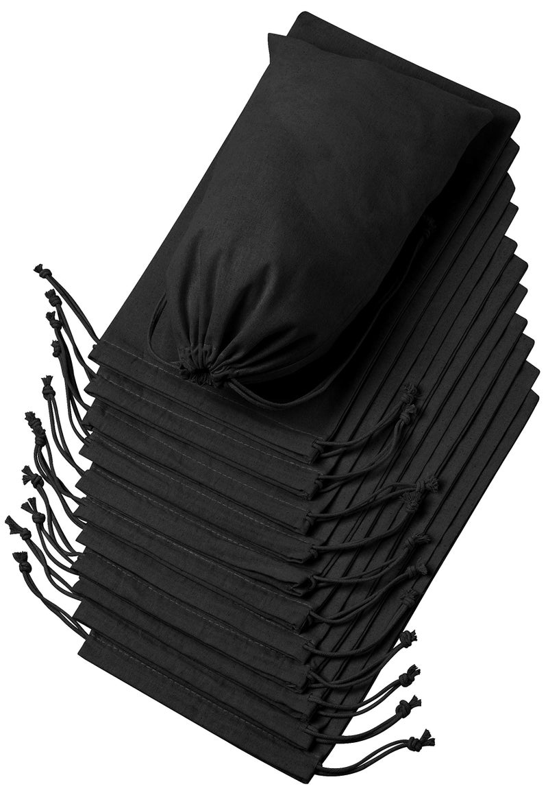 DR Cotton Blend Drawstring Bags for Storage Shoes Wardrobe Pantry Travel and Organization 7 x 12 inch 12 pack