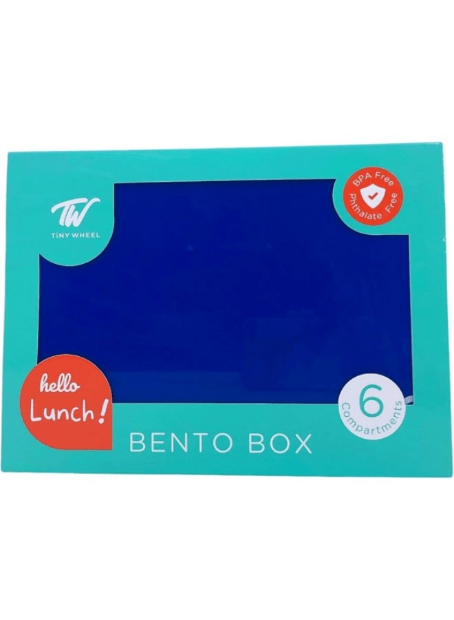 Tiny Wheel 6-Compartment Rectangular Bento Box for Kids Blue - Image 1