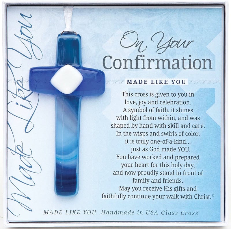 The Grandparent Gift Co Handmade in USA Glass CrossConfirmation Gift for BoyGrandsonGodsonNiece 
