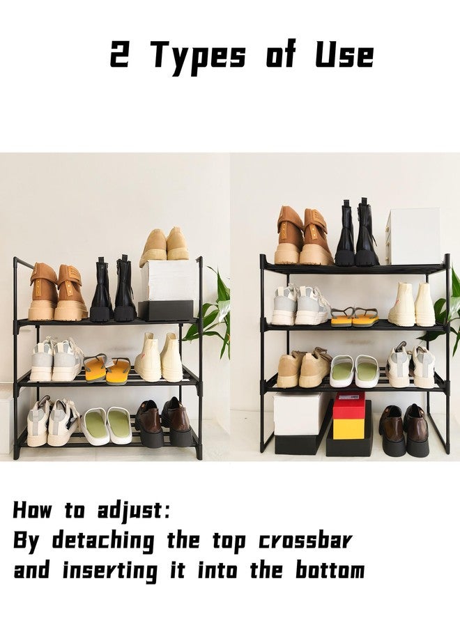 BGRQRIQ Shoe Rack Organizer, 3-Tier Reversible Metal Space Saving Shoe Storage Shelf - for Entryway, Closet, Front Door, Bedroom, Garage & Corridor-Closet Organizer, Garage Storage Shelves (Black) - Image 5