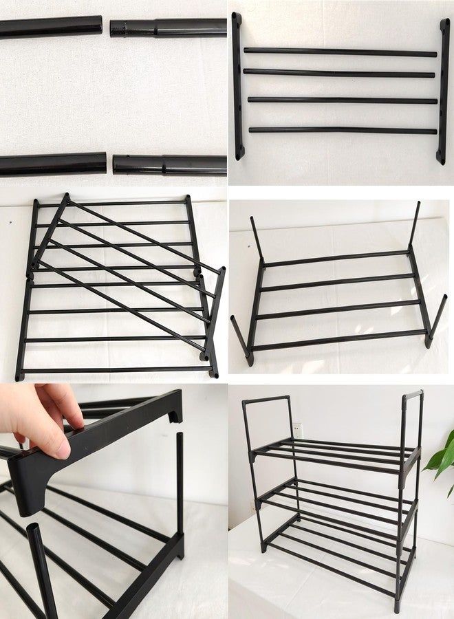 BGRQRIQ Shoe Rack Organizer, 3-Tier Reversible Metal Space Saving Shoe Storage Shelf - for Entryway, Closet, Front Door, Bedroom, Garage & Corridor-Closet Organizer, Garage Storage Shelves (Black) - Image 4