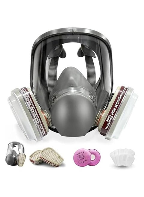 Reusable full Face Cover, Full Face Respirator Mask, Organic Vapor Gas Mask with Activated Carbon Filters