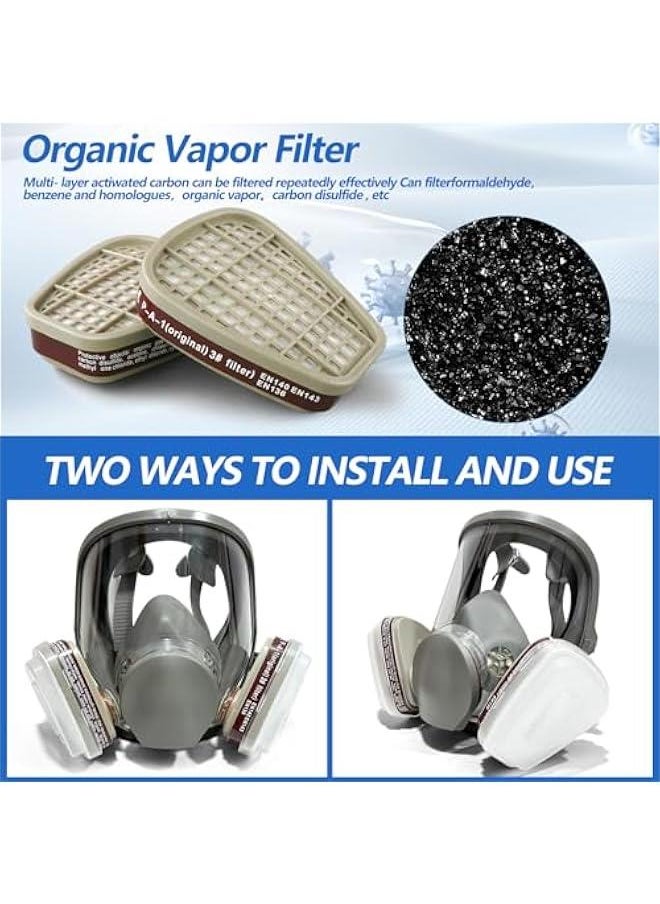 Arabest Reusable full Face Cover, Full Face Respirator Mask, Organic Vapor Gas Mask with Activated Carbon Filters  - Image 4