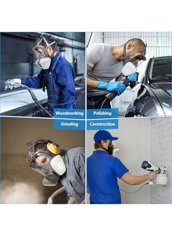 Reusable full Face Cover, Full Face Respirator Mask, Organic Vapor Gas Mask with Activated Carbon Filters