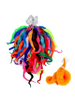 HAPTIME Worm On A String, Fuzzy Worms With Wiggle Eye, Trick Toy, Pet Toy, Classic Party Favors Bag Fillers Christmas Stocking Stuffer Gifts (64 Pcs,16 Diffrent Colour)  - Image 1
