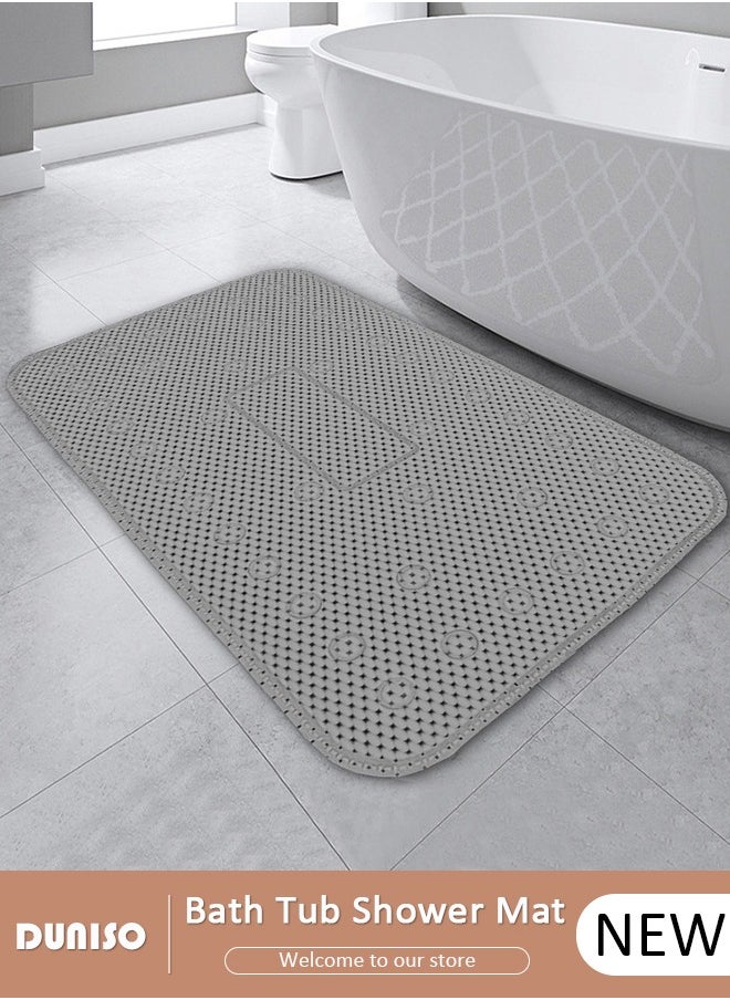 DUNISO حصيرة حمام ضد الانزلاق من فوم PVC حصيرة استحمام حصيرة مقاومة للماء حصيرة تدليك للقدم مع فتحات تصريف وأكواب شفط 40*70 سم حصيرة للاستحمام، المرحاض وأرضيات الحمام - رمادي  - Image 1