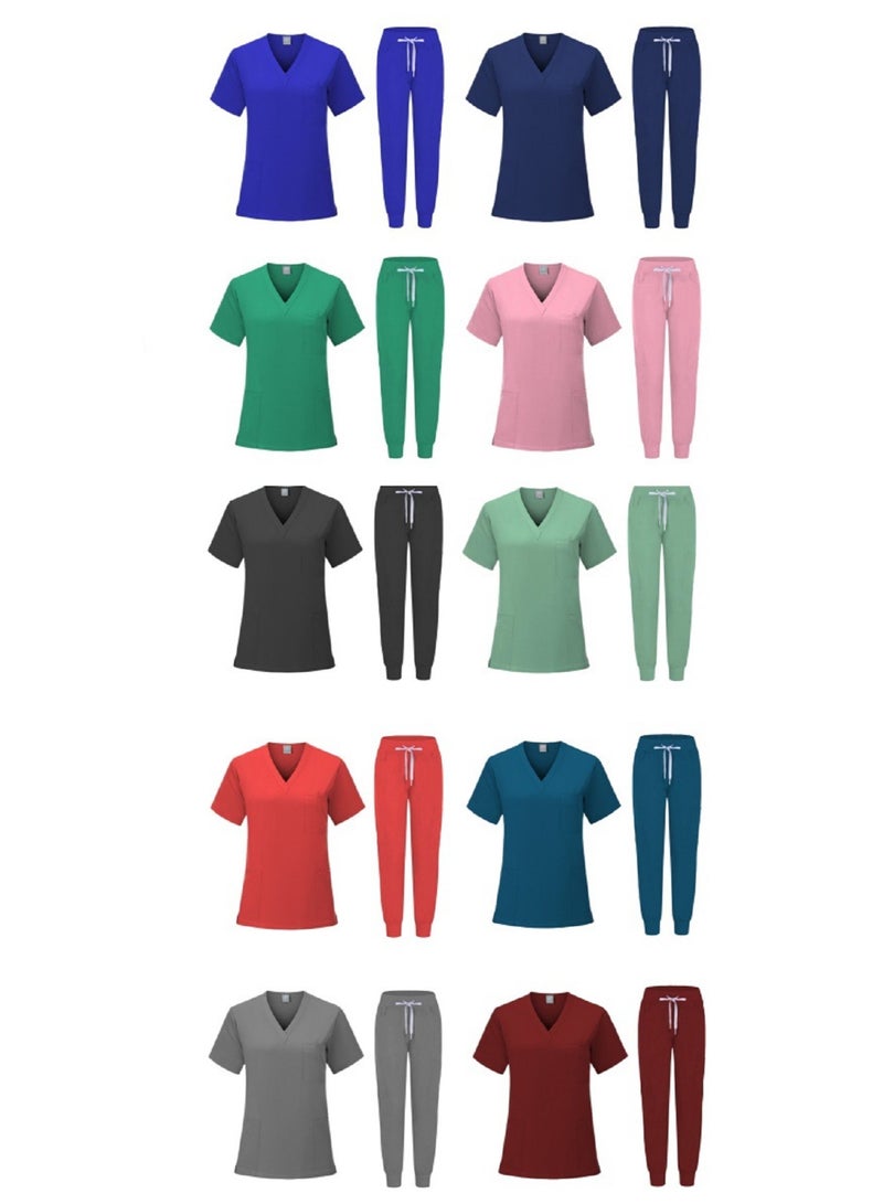 Loquat Womens Medical Scrubs Set Medical Uniform Set Orange Red - Image 4