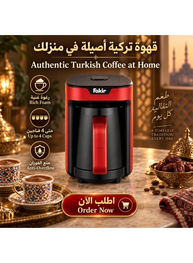 Fakir Automatic Turkish Coffee Maker with Anti-Overflow System, 4 Cups, Red/Black - Image 5
