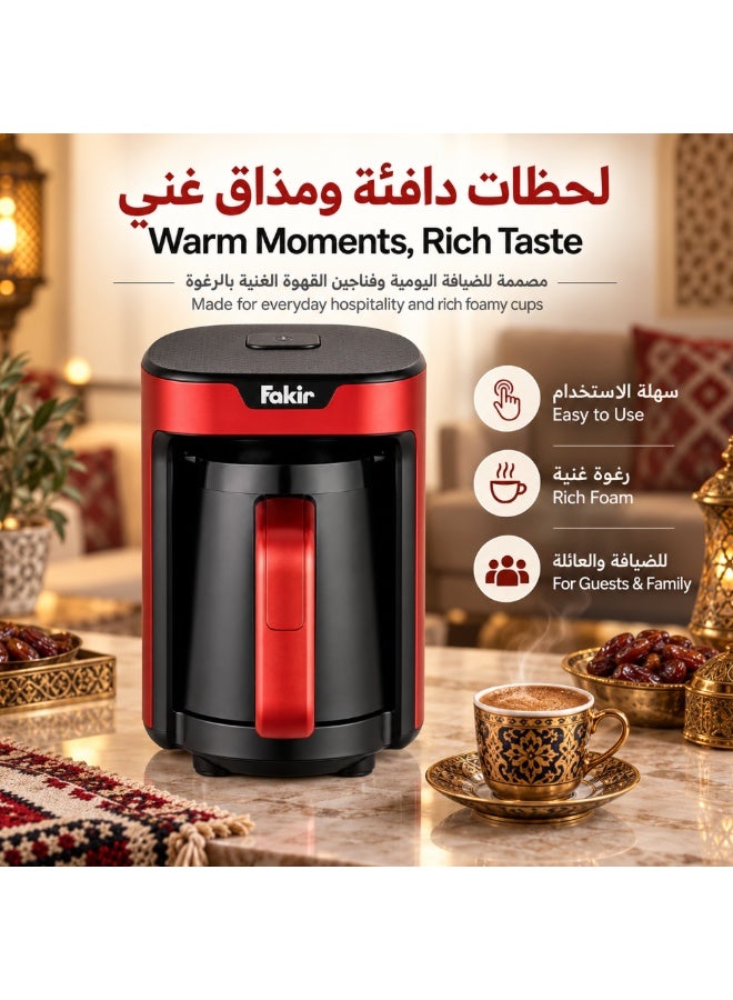 Fakir Automatic Turkish Coffee Maker with Anti-Overflow System, 4 Cups, Red/Black - Image 4