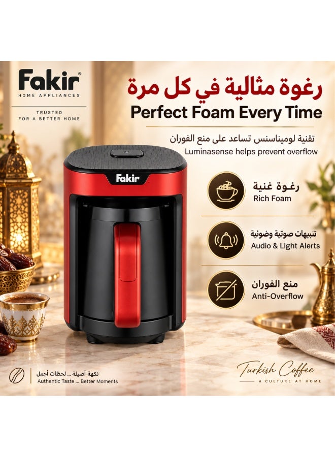 Fakir Automatic Turkish Coffee Maker with Anti-Overflow System, 4 Cups, Red/Black - Image 3