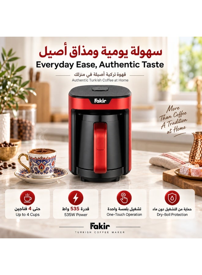Fakir Automatic Turkish Coffee Maker with Anti-Overflow System, 4 Cups, Red/Black - Image 2