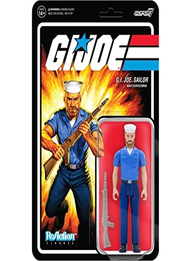 Super7 G.I. Joe Sailor Blueshirt (Beard/Pink) - 3.75" G.I. Joe Action Figure with Accessory Classic Cartoon Collectibles and Retro Toys