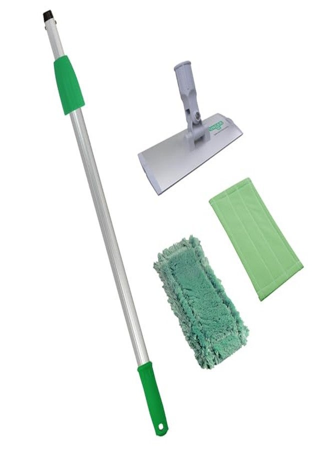 Unger Commercial SpeedClean Starter Kit - Complete Indoor Window Cleaning System with 2 Microfiber Pads and 4 ft Telescopic Pole - WNK04 - Image 1
