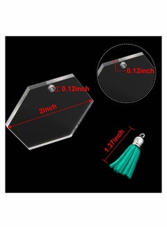 Excefore Acrylic Keychain Blanks, with Tassels Kit Bulk, Includes 30 Pcs Acrylic Clear Hexagon Disc (2 Inch), 30 Pcs Key Rings, 30 Pcs Jump Rings Chains and 30 Pcs Tassels for DIY Keychain Crafting  - Image 5