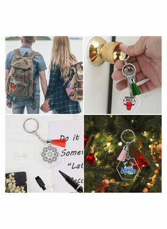 Excefore Acrylic Keychain Blanks, with Tassels Kit Bulk, Includes 30 Pcs Acrylic Clear Hexagon Disc (2 Inch), 30 Pcs Key Rings, 30 Pcs Jump Rings Chains and 30 Pcs Tassels for DIY Keychain Crafting  - Image 2