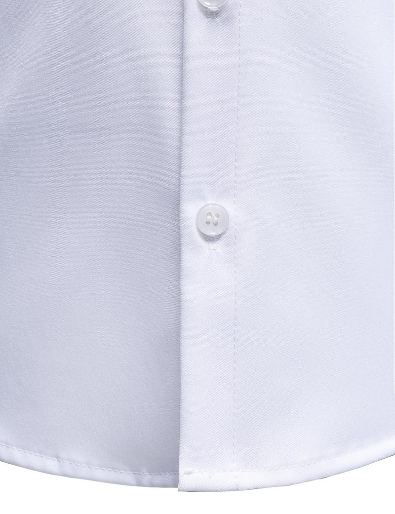 AOTIK Boys Stretch Wrinkle Free Dress Shirts Button Down Shirt Long Sleeve Formal School Uniform Shirts 12 White - Image 5