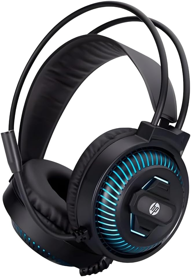 HP سماعة ألعاب P2 اتصال ضوء أزرق Dhe-8001 أسود - Image 4