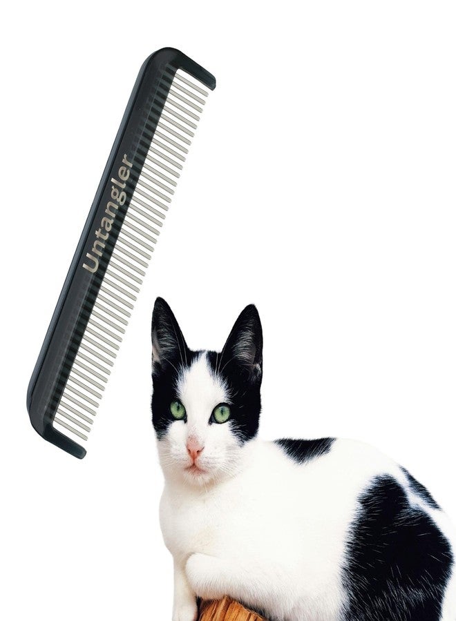 Untangler Cat Comb with Silky Smooth Rotating Teeth - Clears Mats Gently and Easily (5" Ultra Fine Teeth; 7" Dual Teeth) (Black, 5") - Image 1
