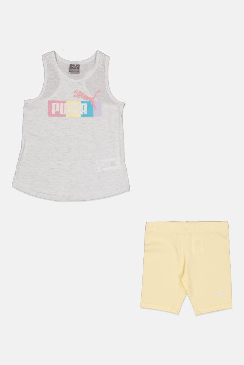 PUMA Kids Girl 2 Piece Brand Logo Top And Shorts Set, Multicolor - Image 1