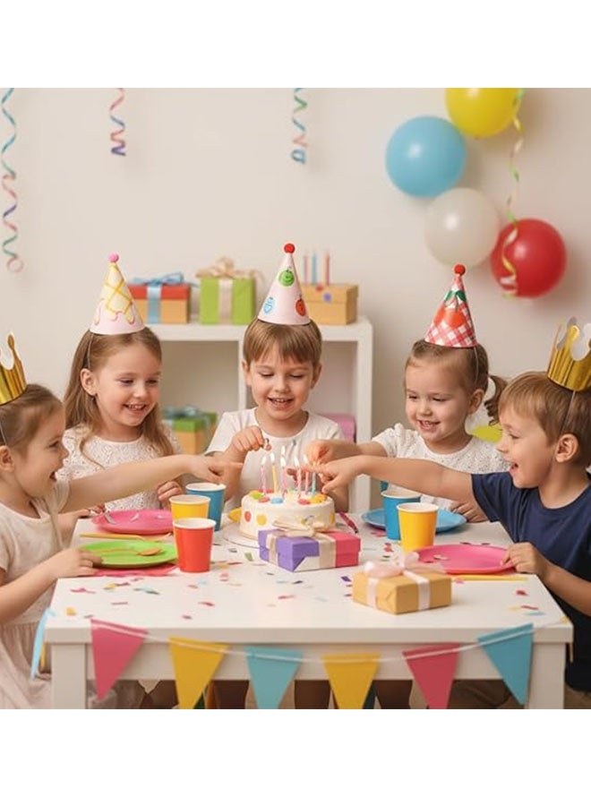 Happy D 11 PCS Birthday Party Cone Hats with Pom Poms, 9 Hats and 2 Crowns, Lovely Cake Birthday Paper Hats for Birthday Celebrations and Party Decorations - Image 5