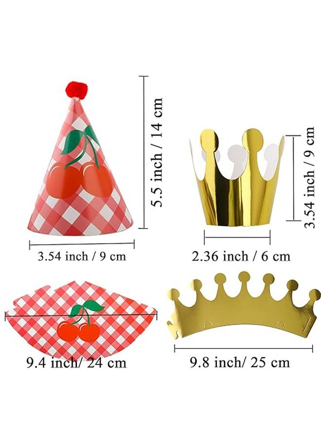 Happy D 11 PCS Birthday Party Cone Hats with Pom Poms, 9 Hats and 2 Crowns, Lovely Cake Birthday Paper Hats for Birthday Celebrations and Party Decorations - Image 3