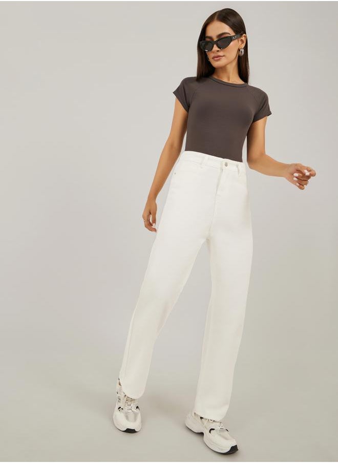 Styli Mid Rise Light Wash Straight Leg Jeans  - Image 1
