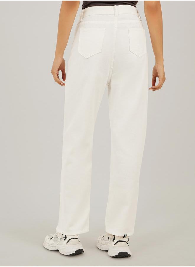 Styli Mid Rise Light Wash Straight Leg Jeans  - Image 4