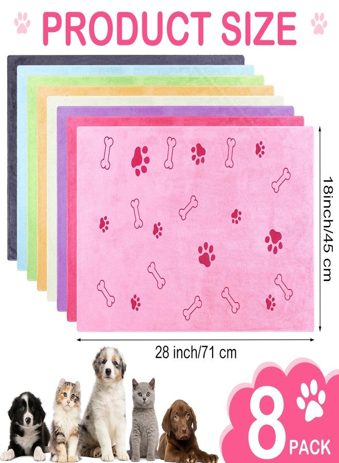 Chumia 8 Pcs Dog Towels for Drying Dogs Cats Pet Towels Bulk Puppy Microfiber Quick Drying Paw Bath Bathing Supplies Absorbent for Medium Pets(Sweet Color,18 x 28 Inch) - Image 2