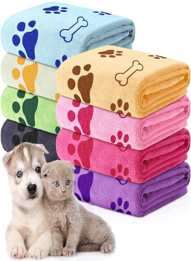 Chumia 8 Pcs Dog Towels for Drying Dogs Cats Pet Towels Bulk Puppy Microfiber Quick Drying Paw Bath Bathing Supplies Absorbent for Medium Pets(Sweet Color,18 x 28 Inch) - Image 1